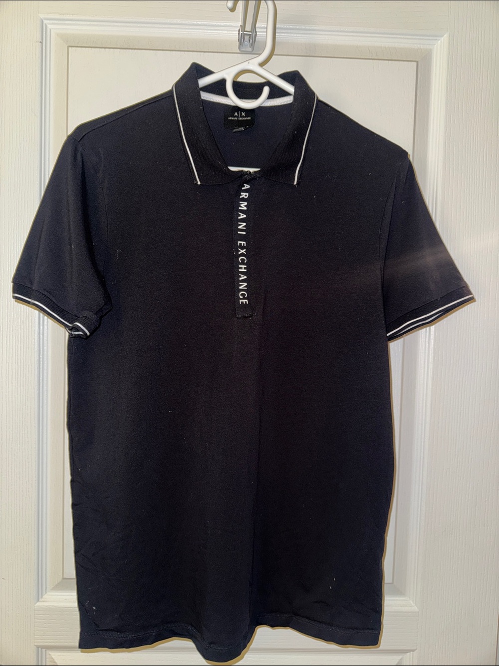 Armani Exchange Black Polo with White Trim